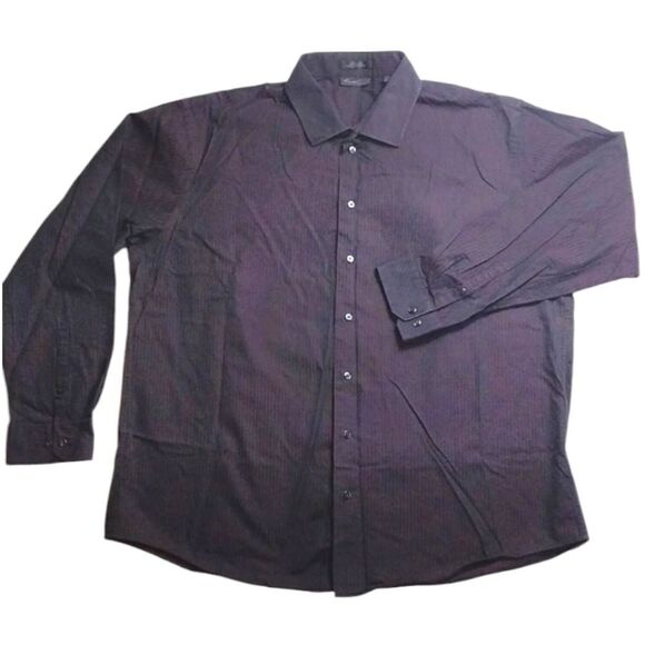 Kenneth Cole Purple Textured Black Striped Button Up Dress Shirt Size 18 - Picture 12 of 12